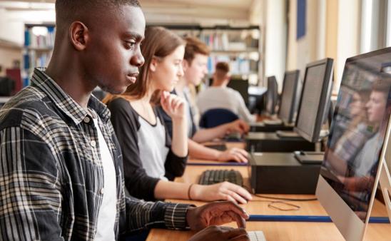 student at computer